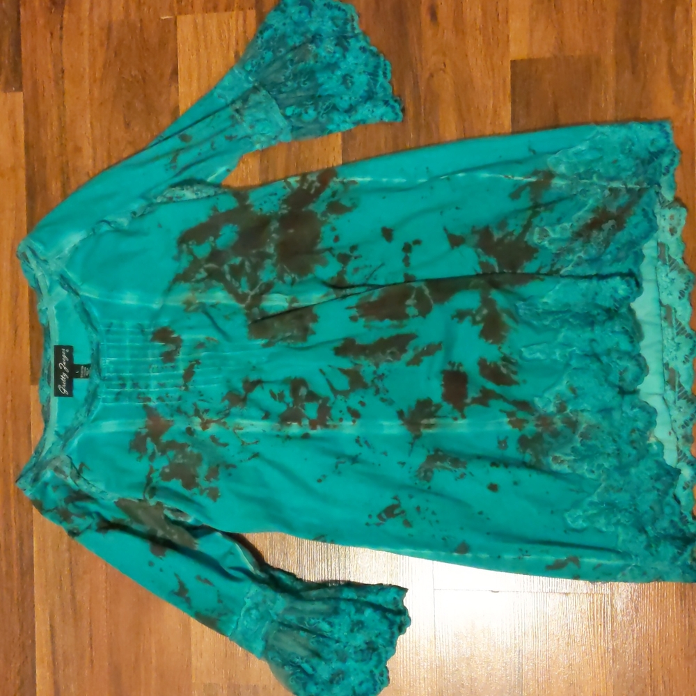 Teal and brown dress !
